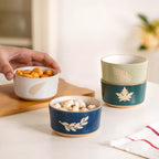 Spring Leaf Ceramic Snack Bowl Set Of 4 180ml Nestasia