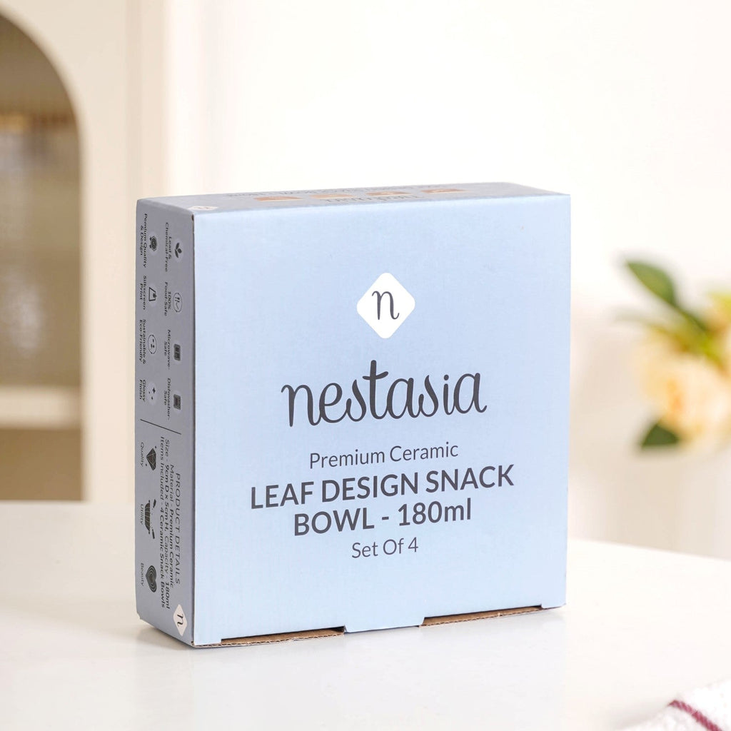 Spring Leaf Ceramic Snack Bowl Set Of 4 180ml Nestasia