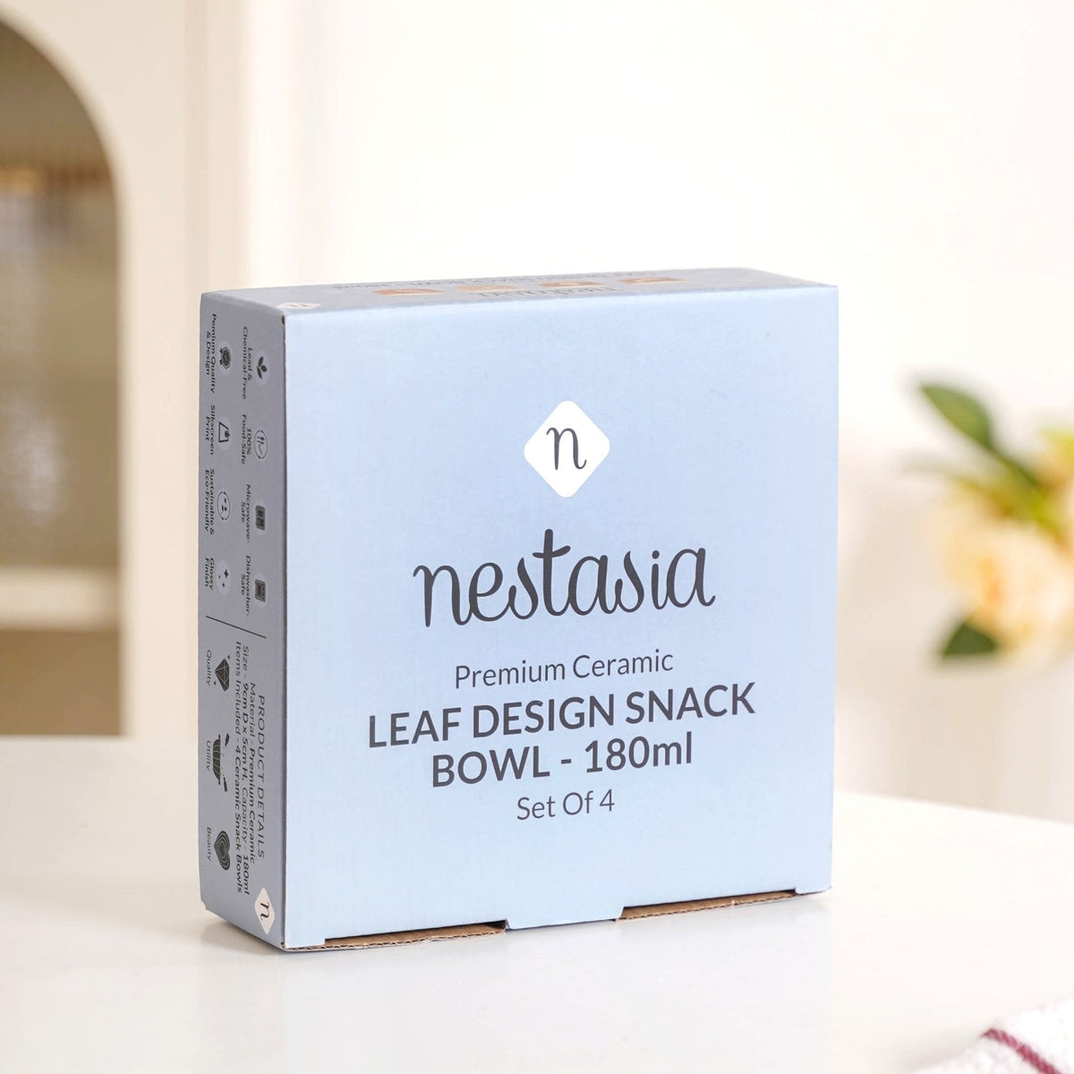 Spring Leaf Ceramic Snack Bowl Set Of 4 180ml Nestasia