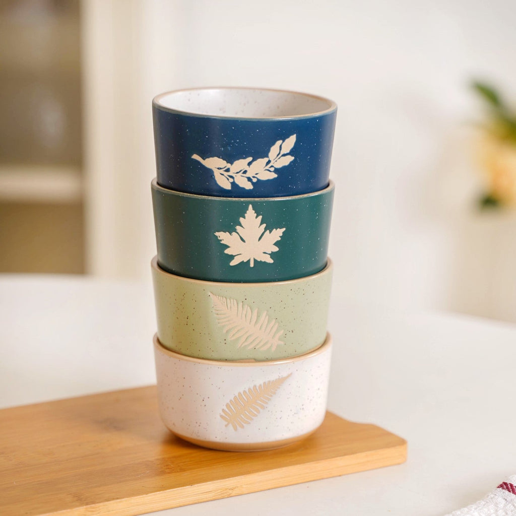 Spring Leaf Ceramic Snack Bowl Set Of 4 180ml Nestasia