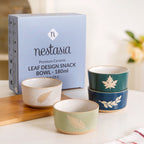 Spring Leaf Ceramic Snack Bowl Set Of 4 180ml Nestasia