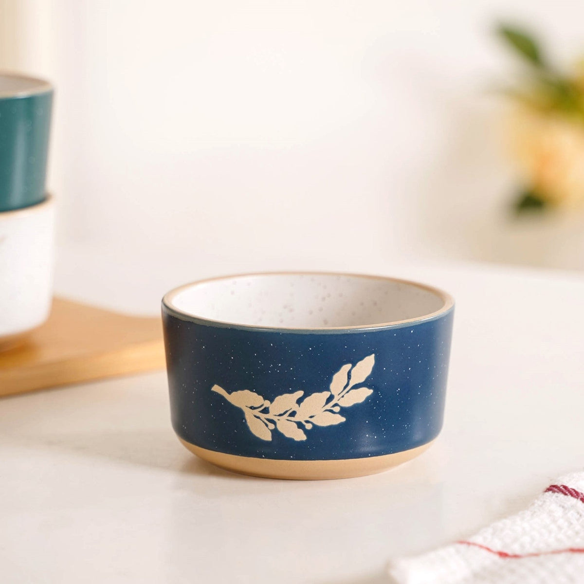 Spring Leaf Ceramic Snack Bowl Set Of 4 180ml Nestasia