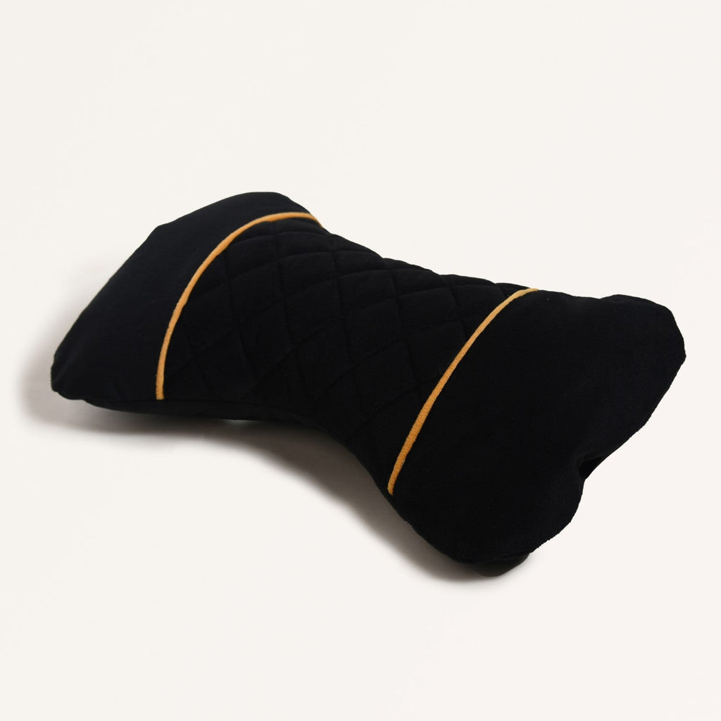Premium Quilted Car Neck Rest Pillow Set Of 2 Black Nestasia