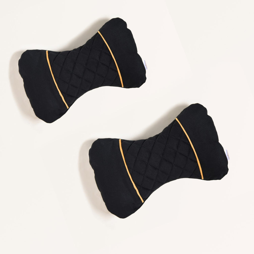Premium Quilted Car Neck Rest Pillow Set Of 2 Black Nestasia