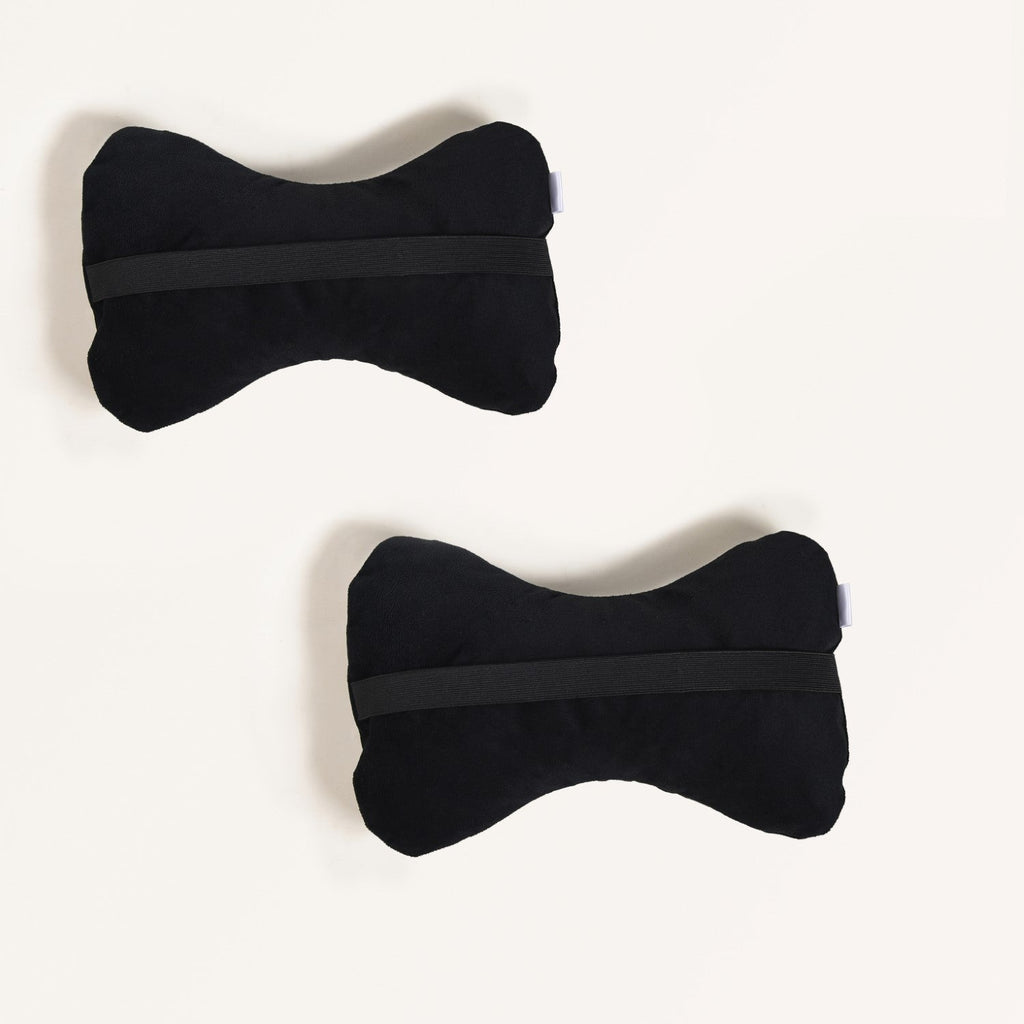 Premium Quilted Car Neck Rest Pillow Set Of 2 Black Nestasia