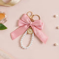 Pretty In Pink Cute Bow And Pearls Keychain Nestasia