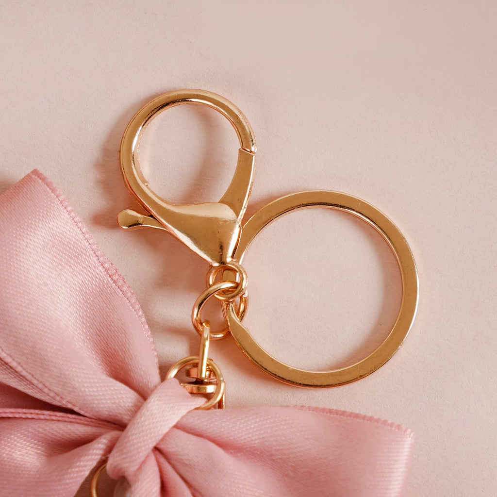 Pretty In Pink Cute Bow And Pearls Keychain Nestasia