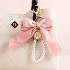 Pretty In Pink Cute Bow And Pearls Keychain Nestasia