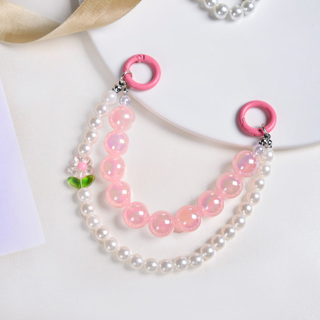 Pretty In Pink Pearl Beaded Keychain Nestasia