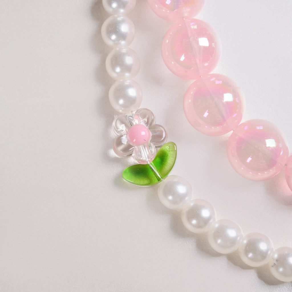 Pretty In Pink Pearl Beaded Keychain Nestasia