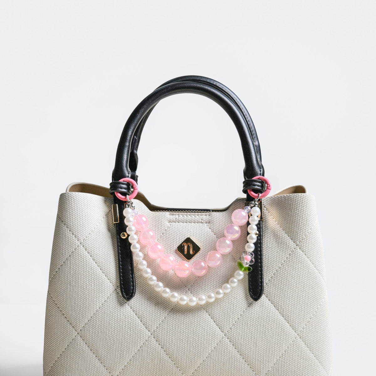 Pretty In Pink Pearl Beaded Keychain Nestasia