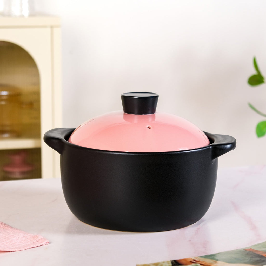 Flamora Ceramic Cooking Pot Pink 3600ml Nestasia