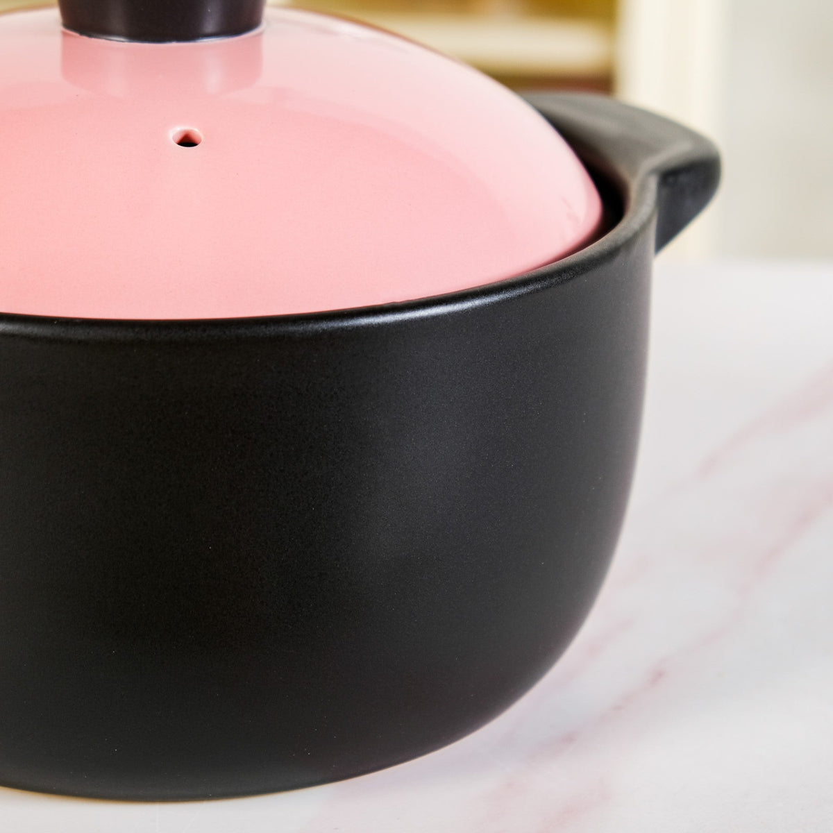Flamora Ceramic Cooking Pot Pink 3600ml Nestasia