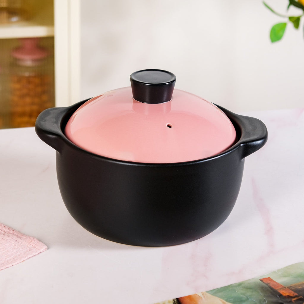 Flamora Ceramic Cooking Pot Pink 3600ml Nestasia