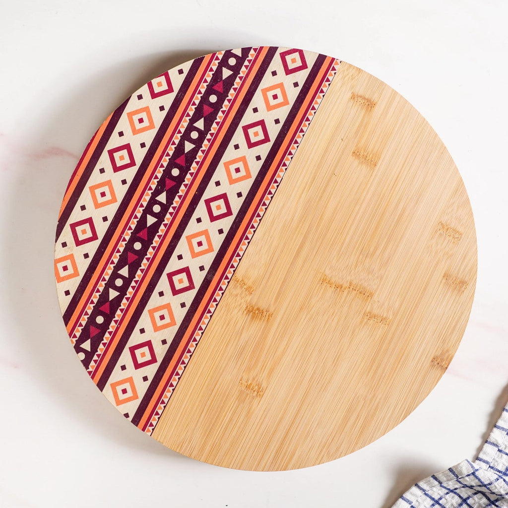 Aztec Pattern Lazy Susan Serving Platter 13 Inch Nestasia