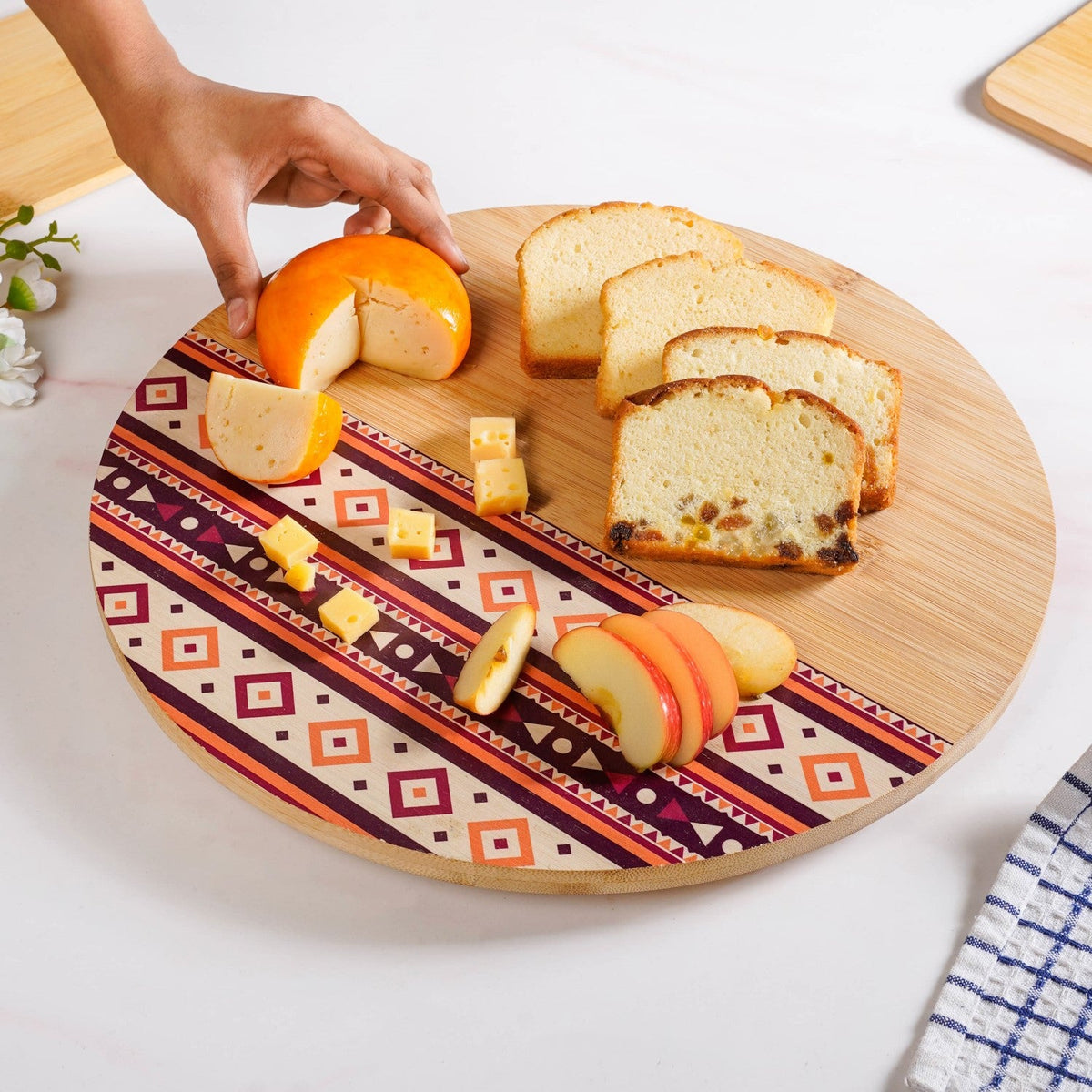Aztec Pattern Lazy Susan Serving Platter 13 Inch Nestasia