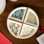 Sage Scape Sectioned Platter With Wooden Tray Set Of 5 Nestasia