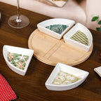Sage Scape Sectioned Platter With Wooden Tray Set Of 5 Nestasia