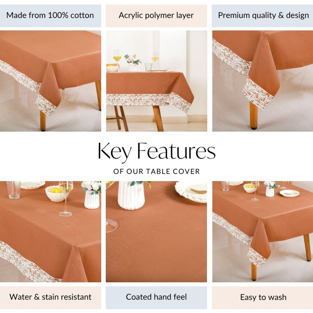 Mocha Fern 6 Seater Table Cloth 203x152cm Nestasia