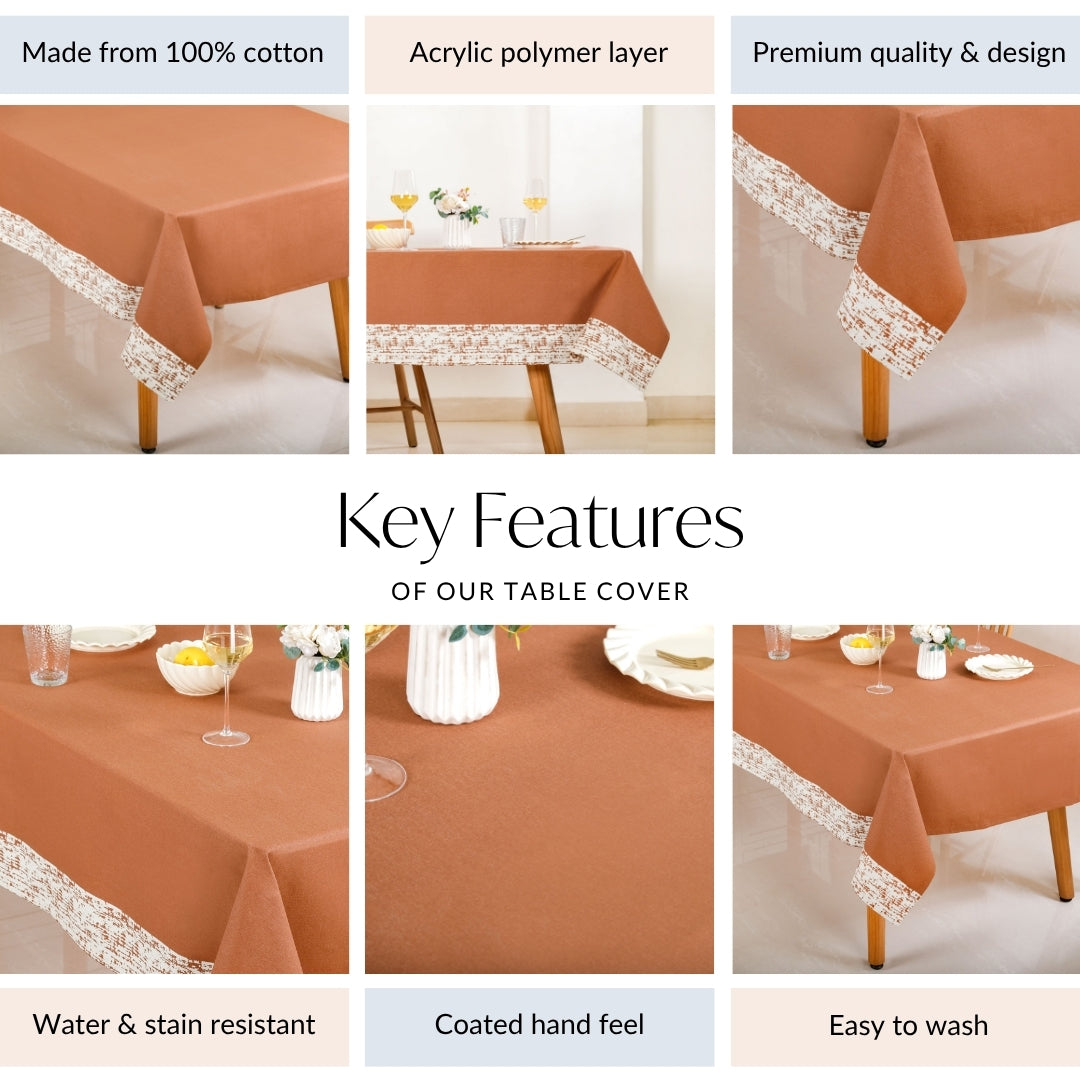 Mocha Fern 6 Seater Table Cloth 203x152cm Nestasia