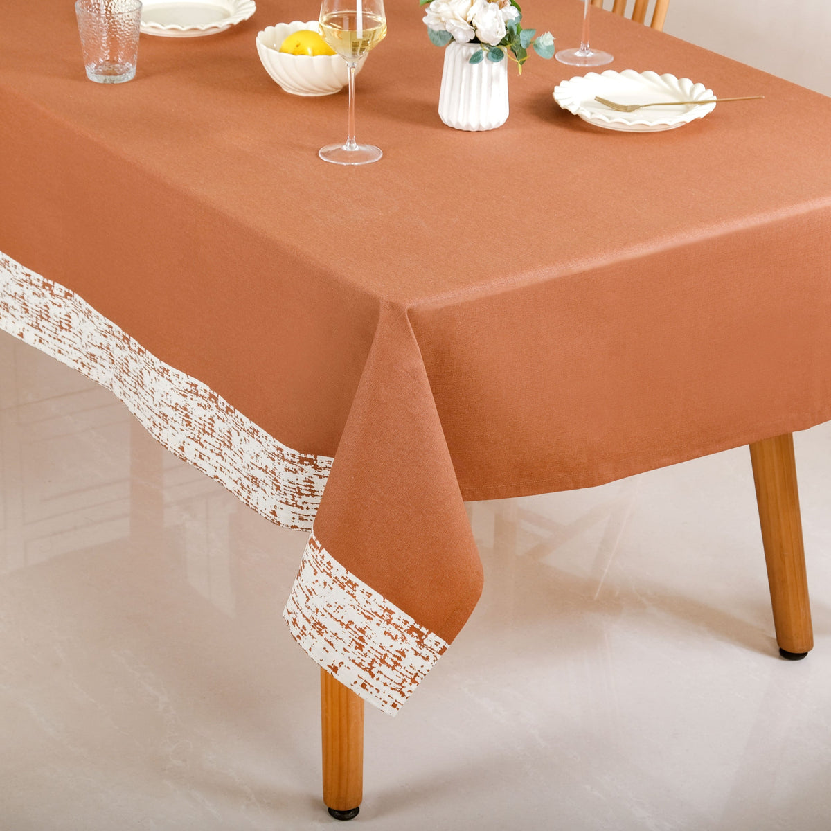 Mocha Fern 6 Seater Table Cloth 203x152cm Nestasia