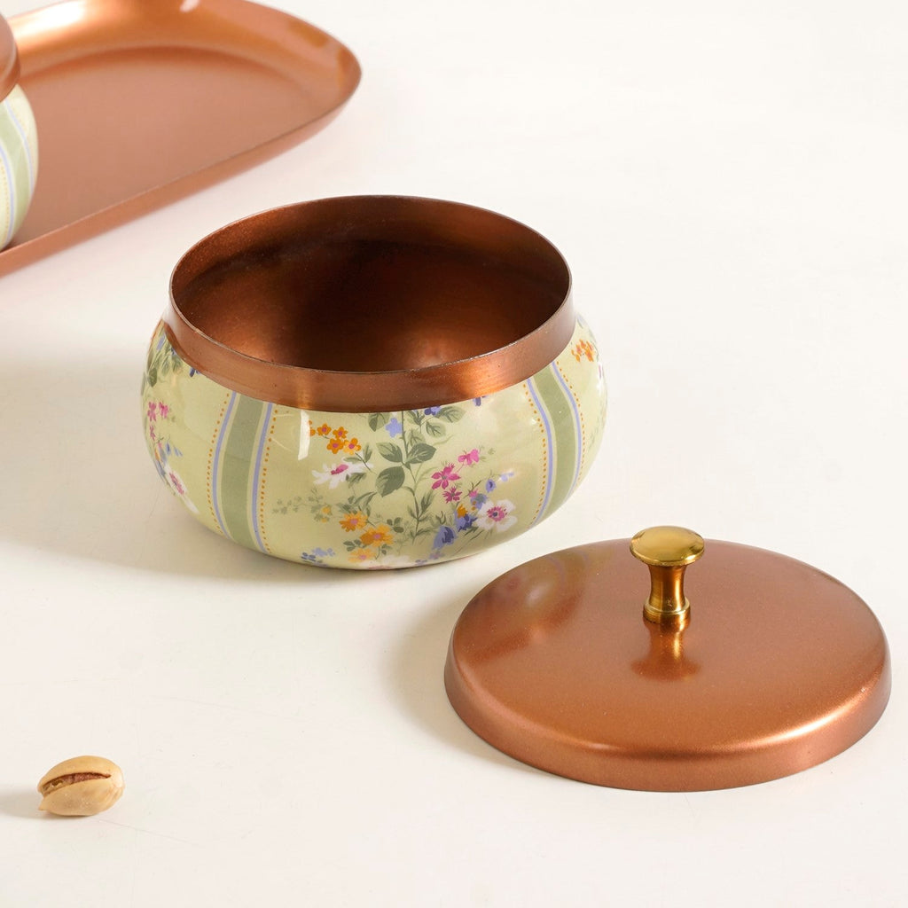 Printed Jar With Tray Set Of 4 In Gift Box Nestasia