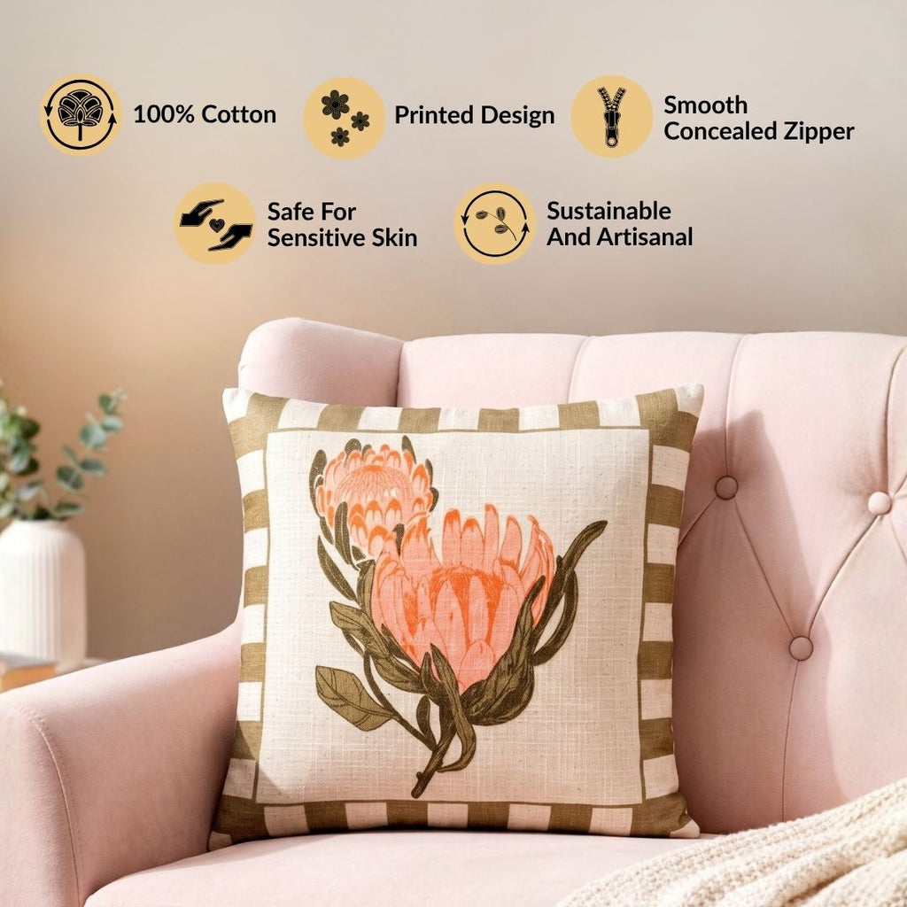 Protea Cotton Cushion Cover 46x46cm Nestasia
