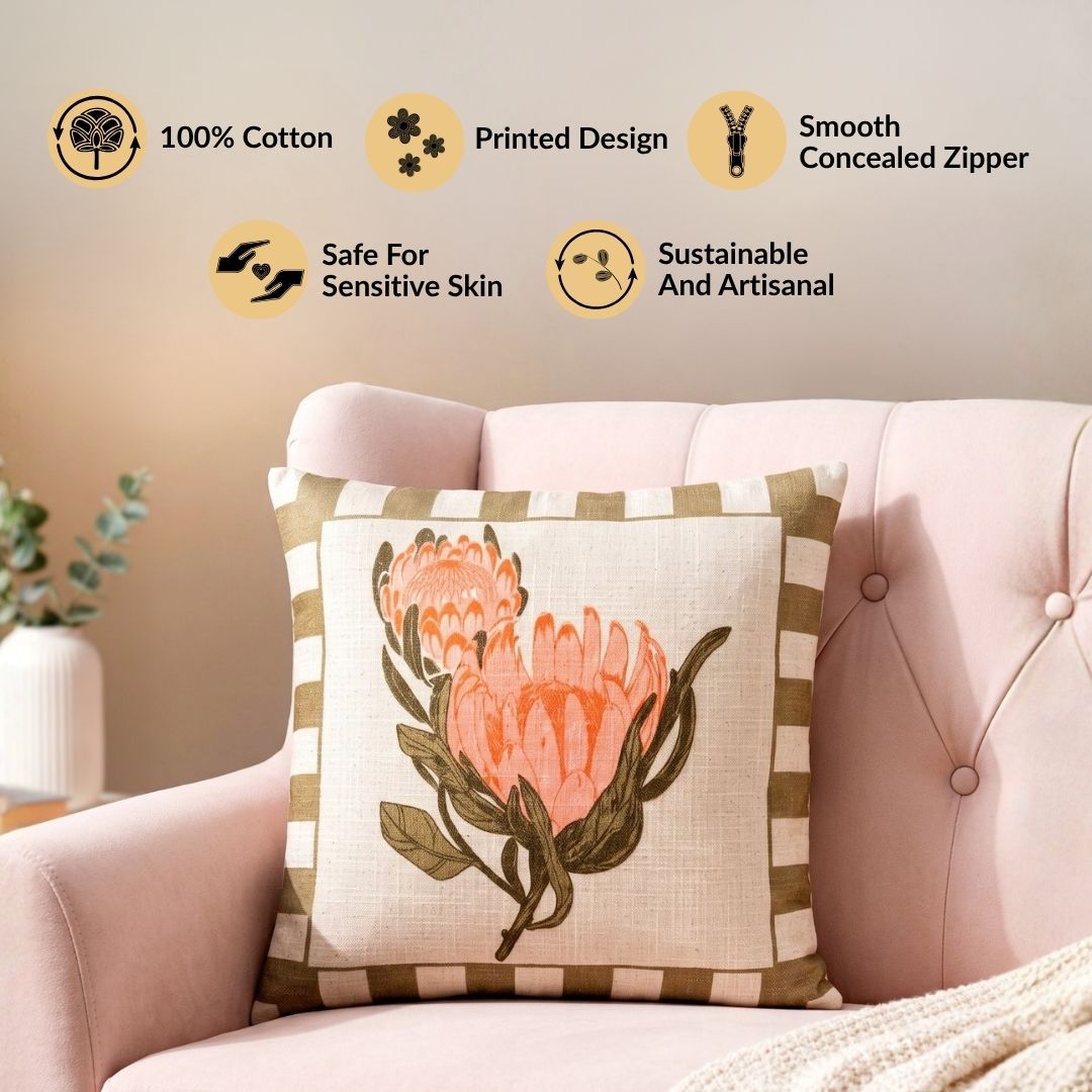 Protea Cotton Cushion Cover 46x46cm Nestasia