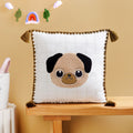 Pug Embroidered Cotton Kids Cushion Cover 42x42cm Nestasia