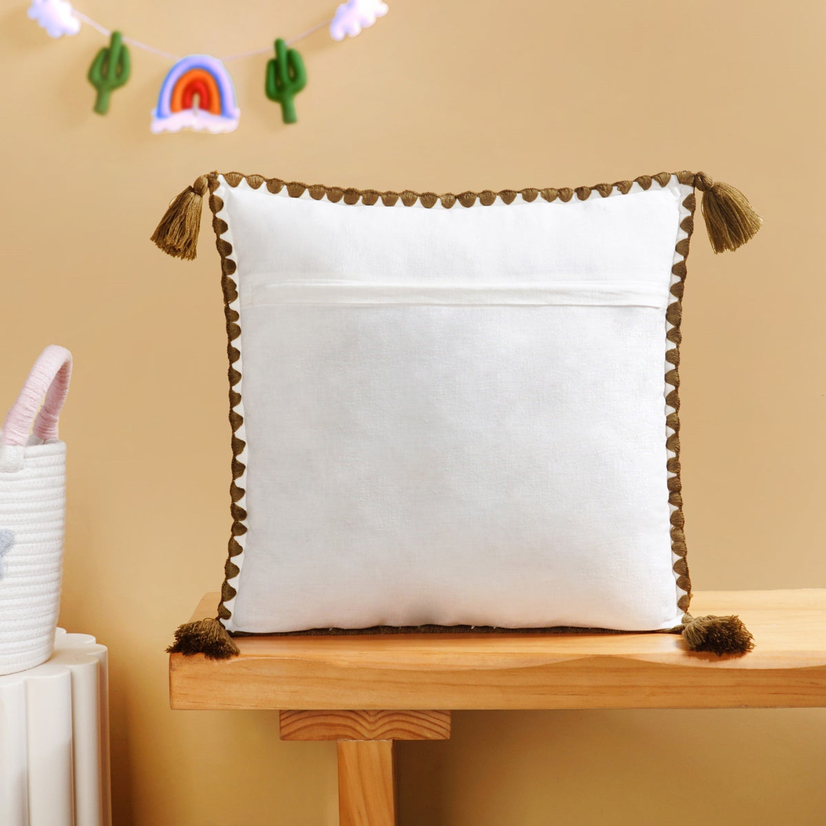 Pug Embroidered Cotton Kids Cushion Cover 42x42cm Nestasia