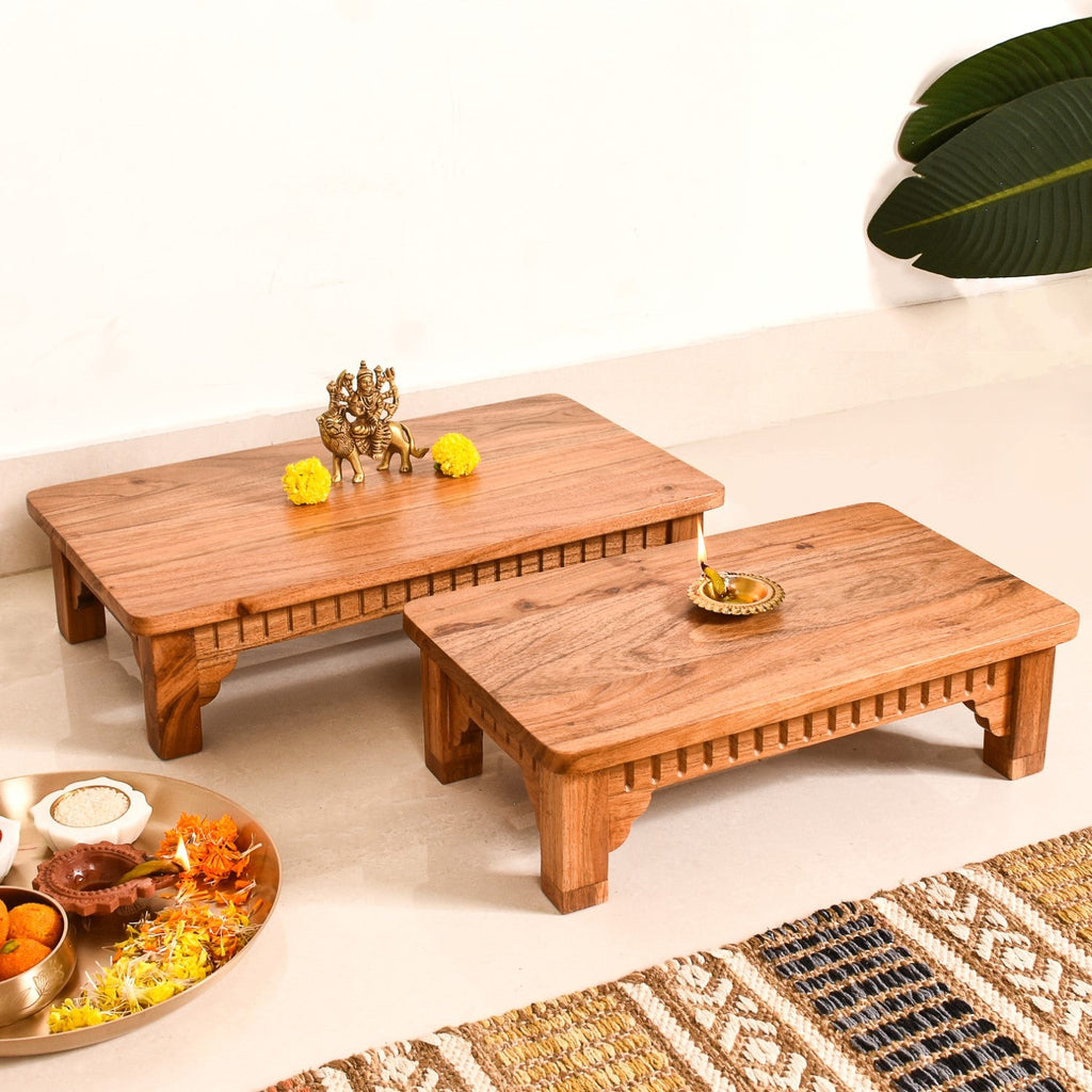 Pure Acacia Wooden Riser Set Of 2 Nestasia