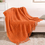 Pumpkin Spice Textured Throw Blanket Nestasia