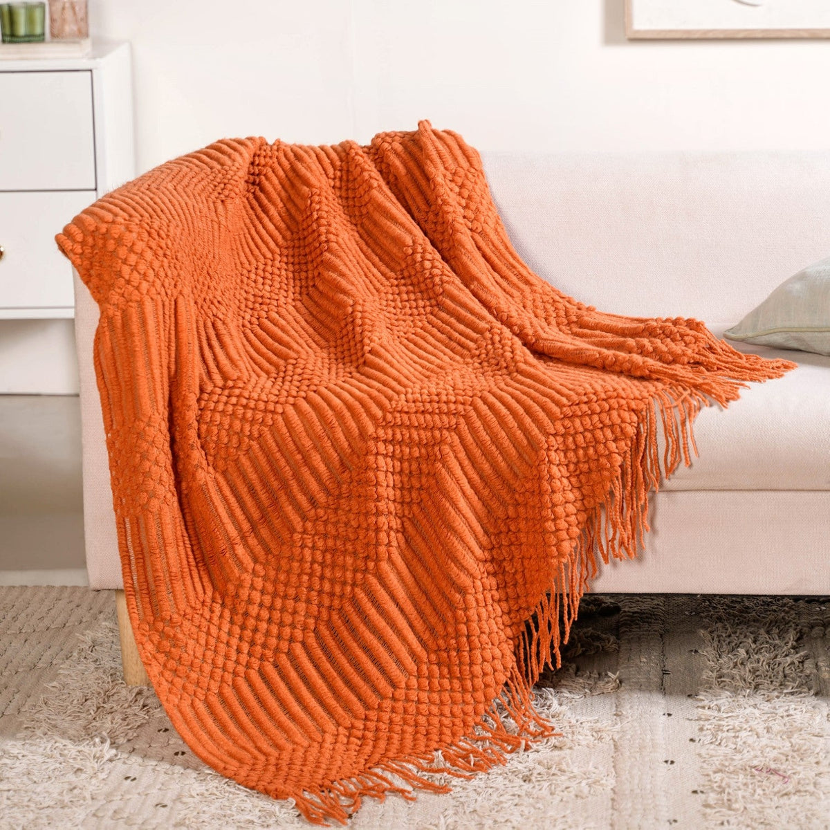 Pumpkin Spice Textured Throw Blanket Nestasia