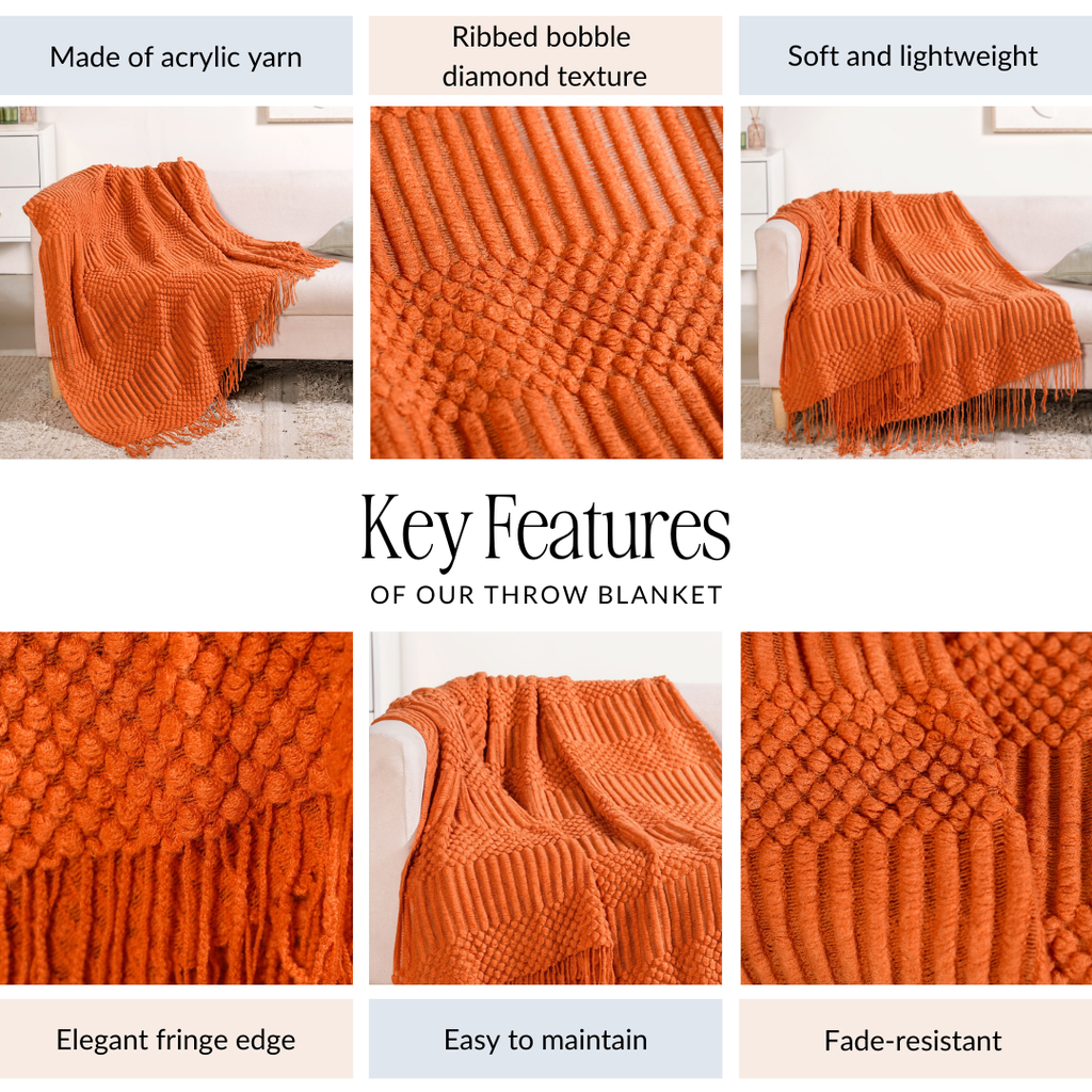 Pumpkin Spice Textured Throw Blanket Nestasia