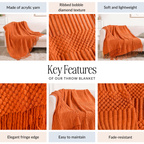 Pumpkin Spice Textured Throw Blanket Nestasia