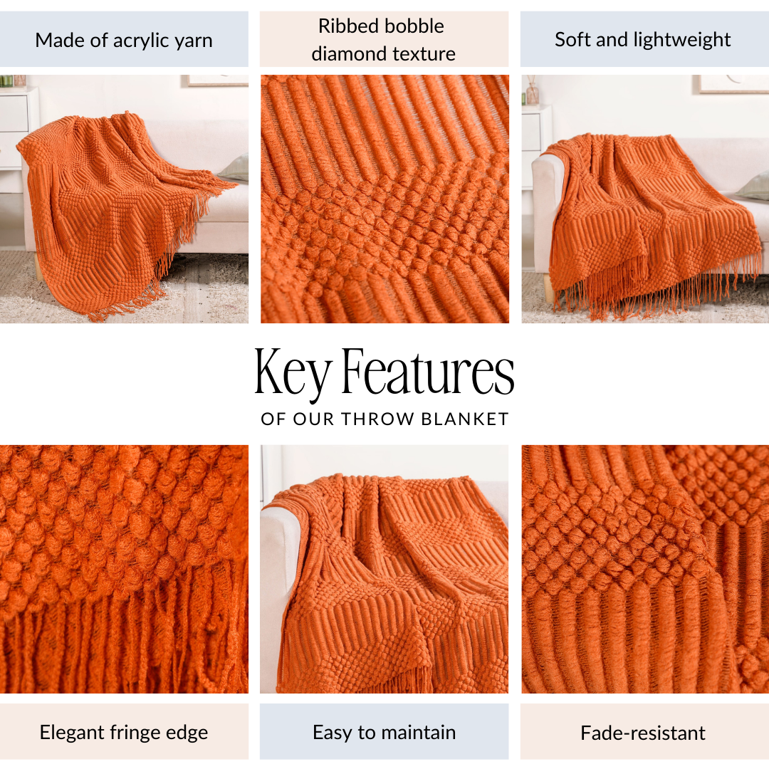 Pumpkin Spice Textured Throw Blanket Nestasia