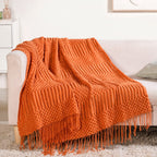 Pumpkin Spice Textured Throw Blanket Nestasia