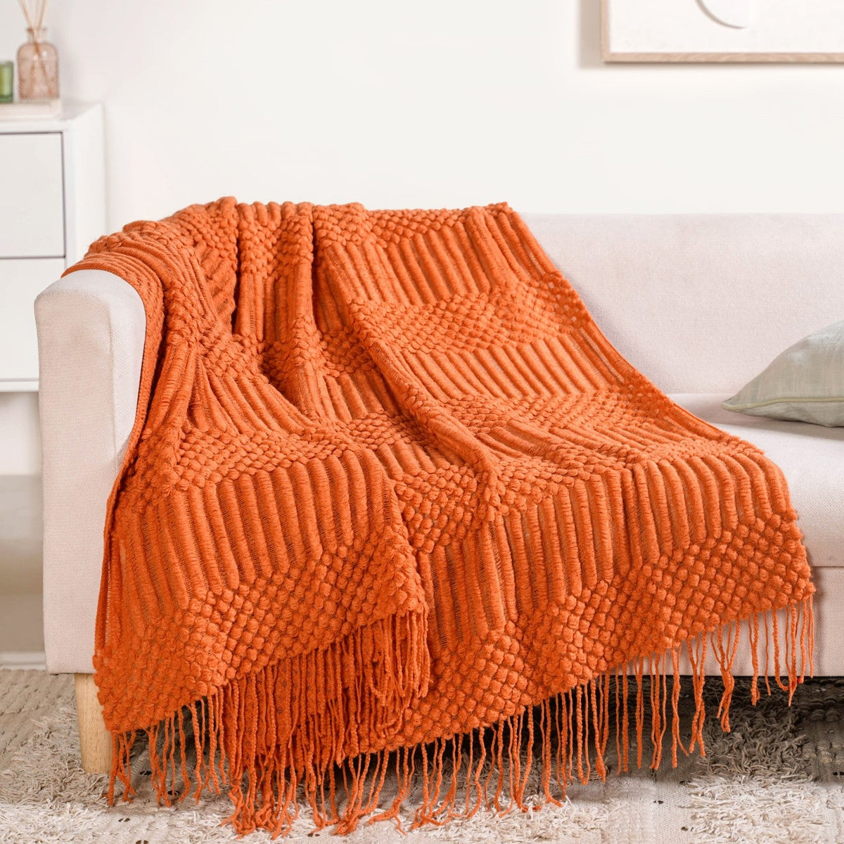Pumpkin Spice Textured Throw Blanket Nestasia