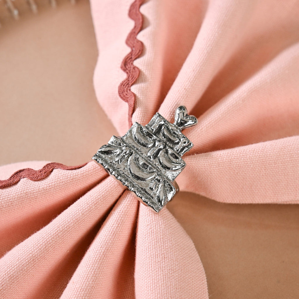 Cake Napkin Ring In Pure Brass Set Of 6 Silver Nestasia