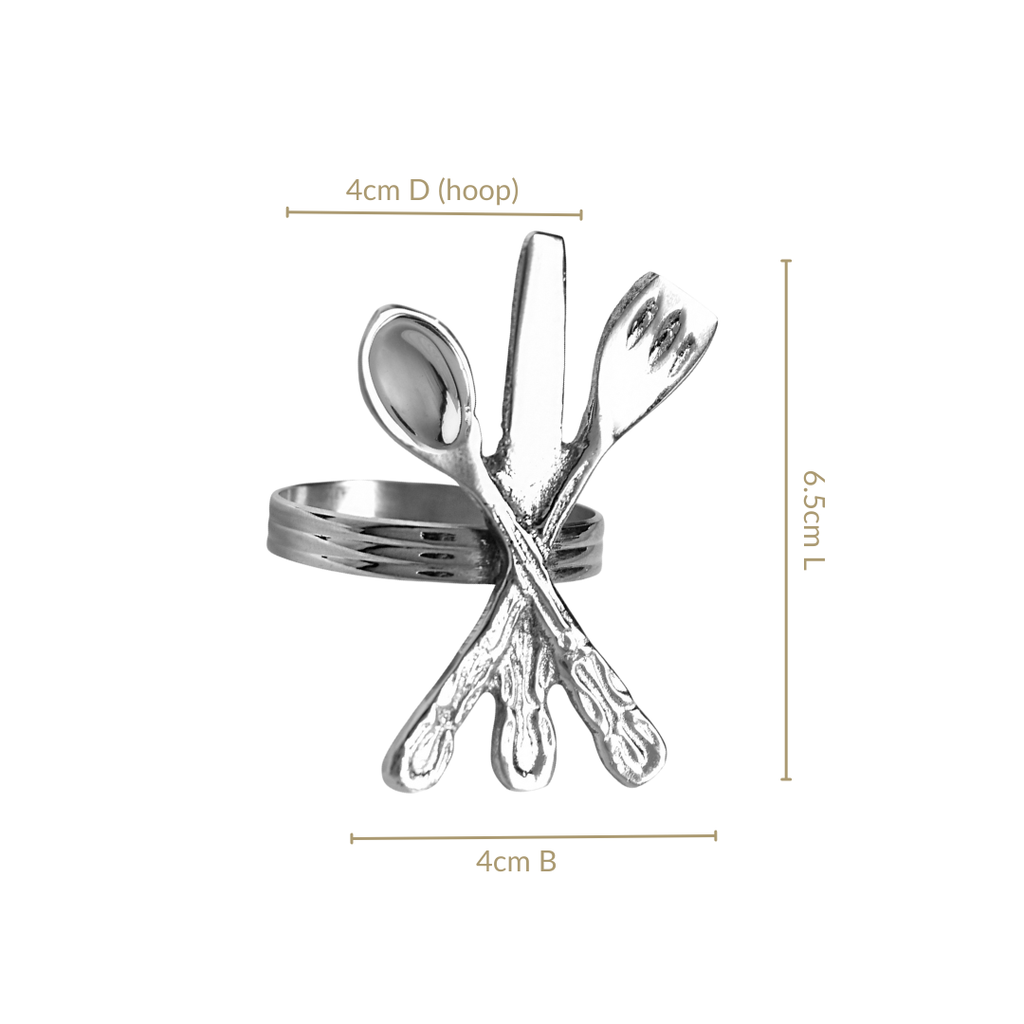 Cutlery Napkin Ring In Pure Brass Set Of 6 Silver Nestasia