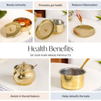 Pure Brass Embossed Handi Cooking Pot With Lid 2300ml Nestasia