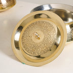 Pure Brass Embossed Handi Cooking Pot With Lid 2300ml Nestasia