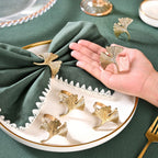 Gingko Leaf Napkin Ring In Pure Brass Set Of 6 Gold Nestasia