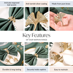 Gingko Leaf Napkin Ring In Pure Brass Set Of 6 Gold Nestasia