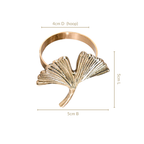 Gingko Leaf Napkin Ring In Pure Brass Set Of 6 Gold Nestasia