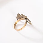 Gingko Leaf Napkin Ring In Pure Brass Set Of 6 Gold Nestasia