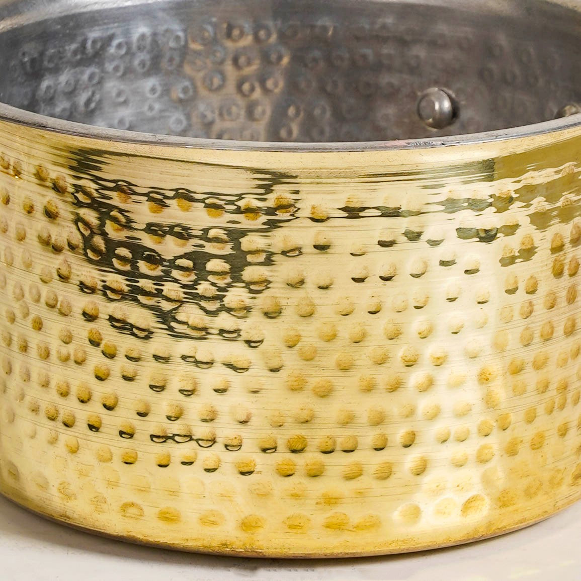 Pure Brass Hammered Saucepan 1200ml Nestasia