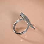 Pure Brass Leaf Inspired Napkin Ring Set Of 6 Silver Nestasia