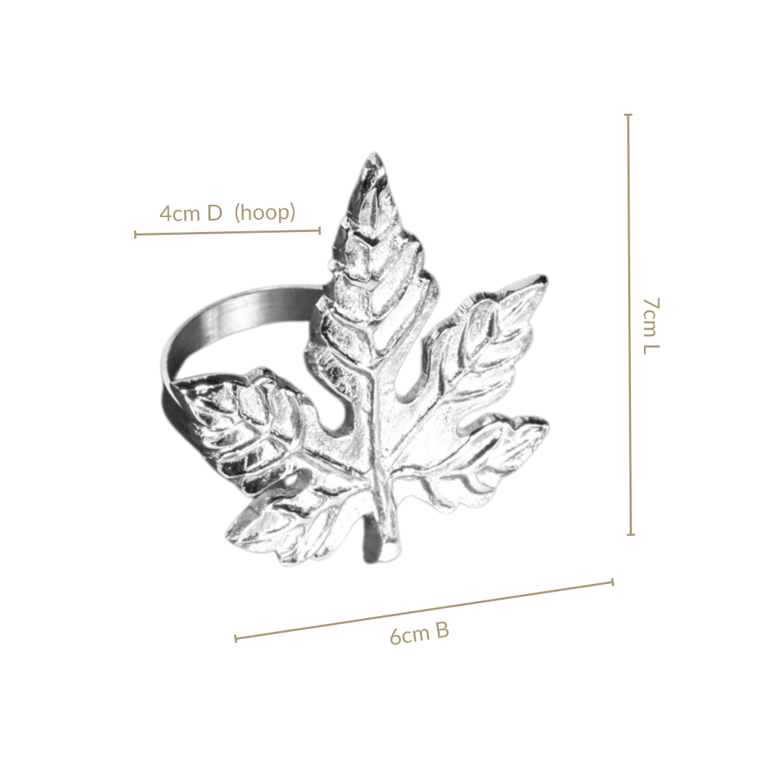 Pure Brass Maple Leaf Napkin Ring Set Of 6 Nestasia