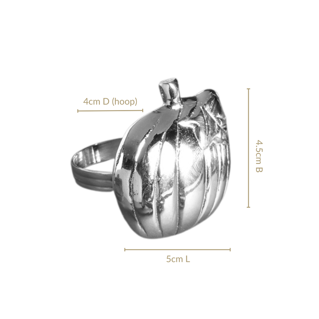 Pure Brass Pumpkin Napkin Ring Set Of 6 Silver Nestasia